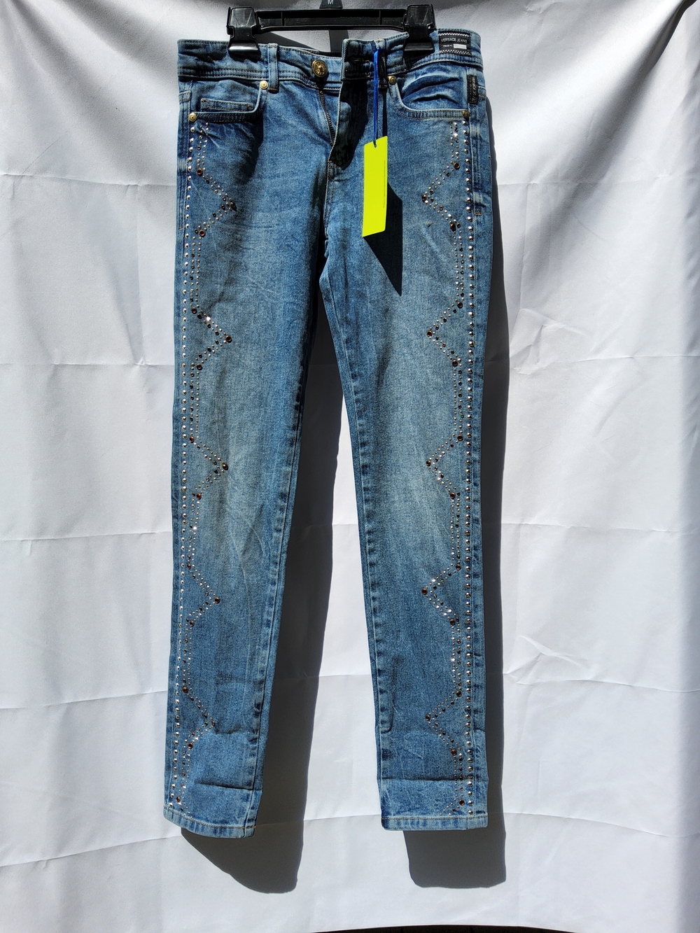 Rhinestone Embellished Light Blue Skinny Jeans - Women's